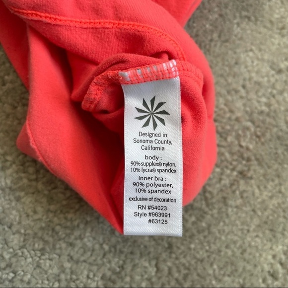 Athleta Jaya 2 Neon Coral Sizzle Racerback Twist Front Support Workout Tank Sz S - Picture 9 of 11